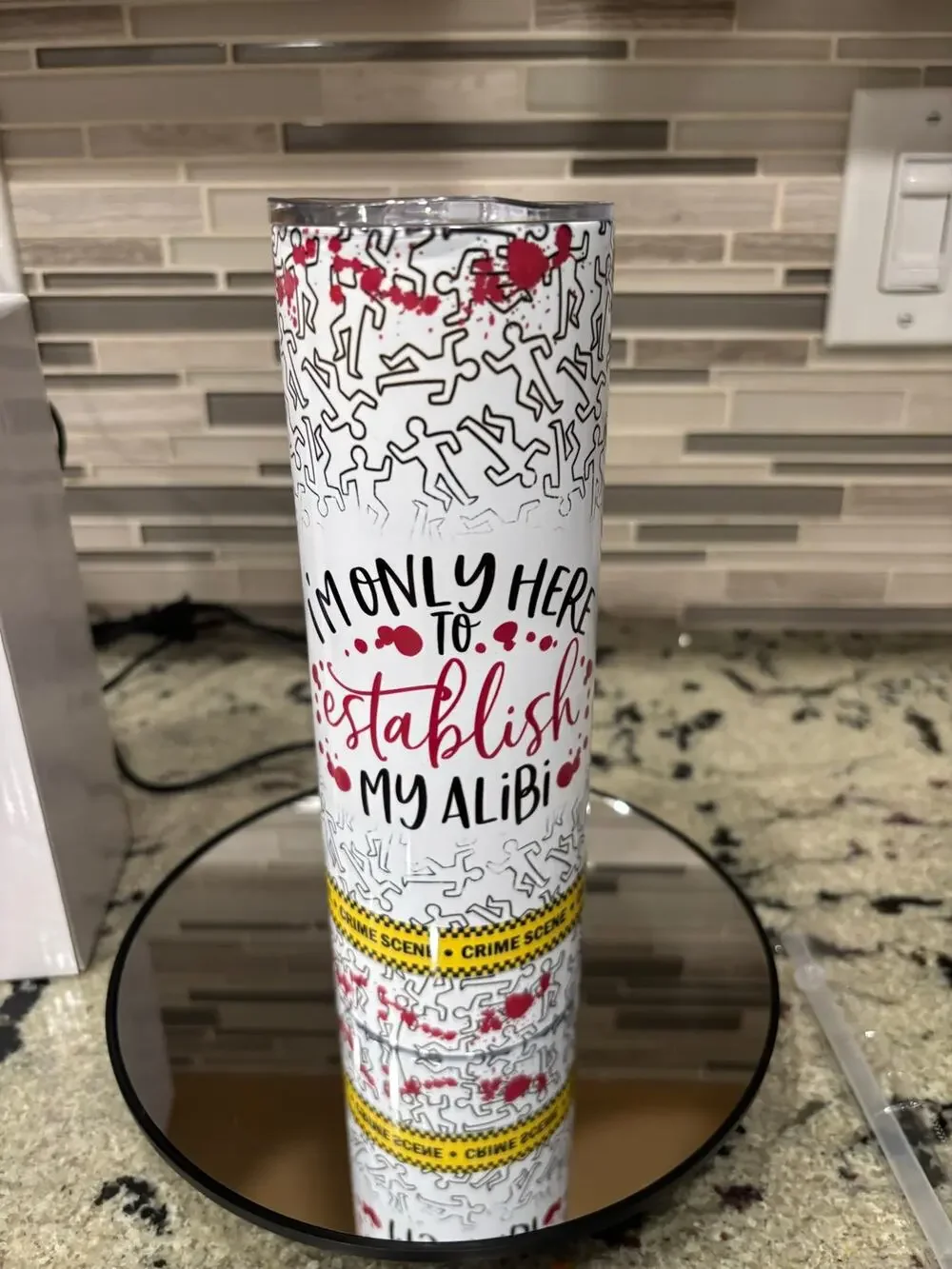 “Only Here to Establish an Alibi” 20 oz Stainless Steel Tumbler